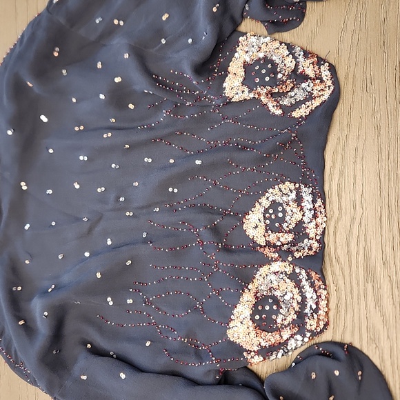 Silk Beaded Cropped Womens Top - Picture 3 of 7